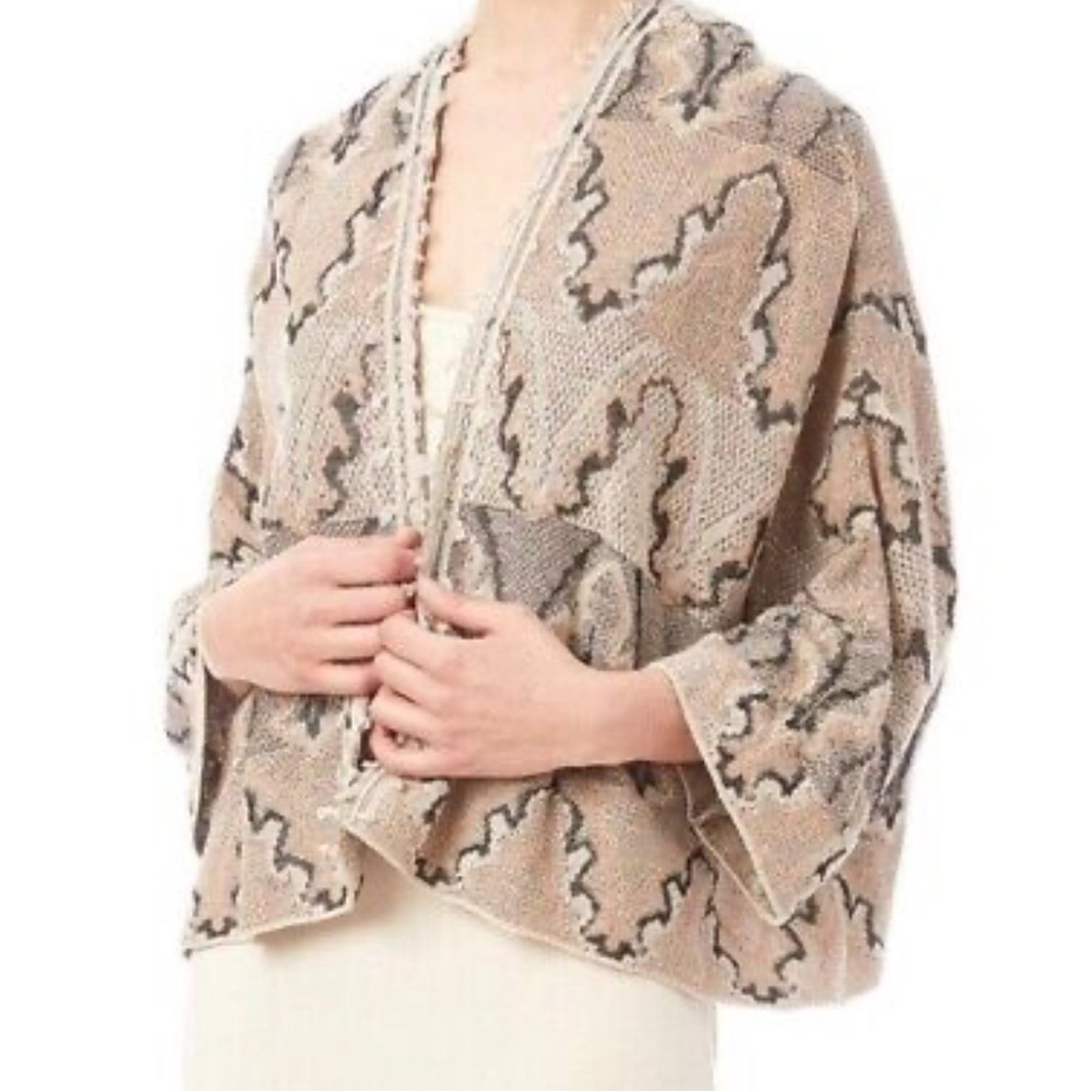 Free People Beige Snake Print Open Cardigan